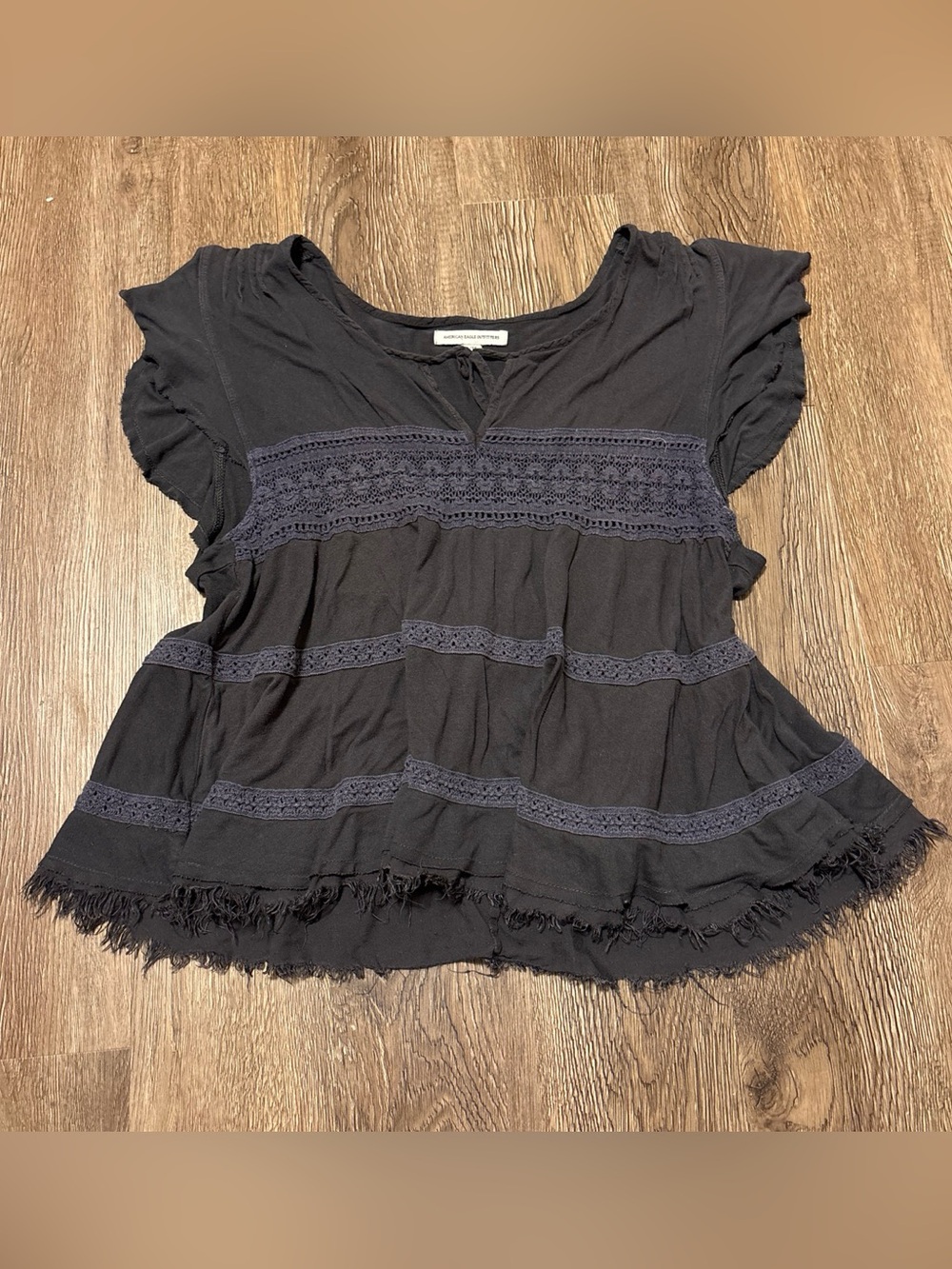 american eagle dark gray boho style blouse